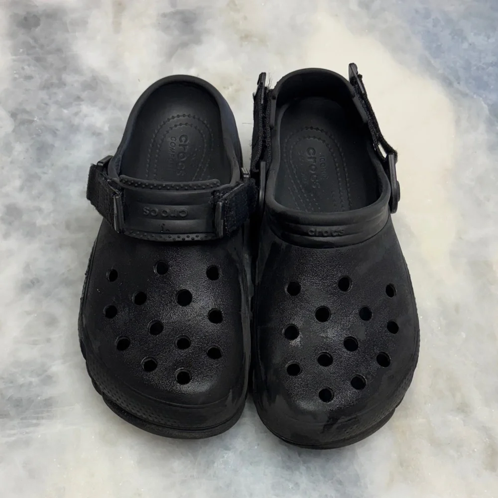CROCS Black slip on shoes size 5 youth